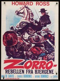 1r488 ZORRO THE REBEL Danish '66 Zorro il ribelle, cool swordfighting action artwork!