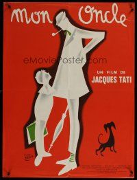 1r194 MON ONCLE French 23x32 R70s Jacques Tati as My Uncle, Mr. Hulot, great Etaix art!