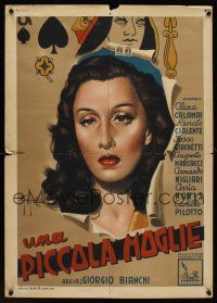 1r386 UNA PICCOLA MOGLIE Italian photobusta '43 poker playing card design & art of Clara Calamai!