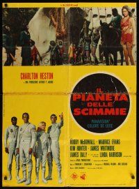 1r356 PLANET OF THE APES Italian lrg pbusta '68 Charlton Heston, cool images of captive humans!