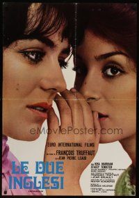 1r366 TWO ENGLISH GIRLS Italian lrg pbusta '72 Truffaut, Kika Markham & Stacey Tendeter whispering!