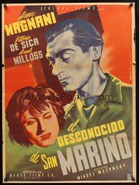 1r038 UNKNOWN MEN OF SAN MARINO Mexican poster '46 Satora art of Anna Magnani & Vittorio De Sica!