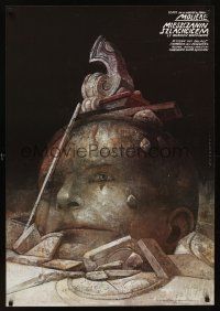 1r541 BOURGEOIS GENTLEMAN commercial stage Polish 27x38 '90s cool Sadowski art of head in rubble!