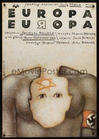 1r548 EUROPA EUROPA Polish 27x38 '91 Agnieszka Holland's Hitlerjunge Salomon, wild Gorowski art!