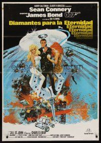 1r074 DIAMONDS ARE FOREVER Spanish R83 art of Sean Connery as James Bond by Robert McGinnis!