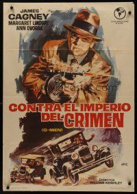 1r078 G-MEN Spanish R65 Ann Dvorak & Margaret Lindsay, Jano art of James Cagney w/tommy gun!