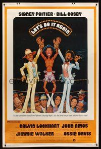 1s338 LET'S DO IT AGAIN 40x60 '75 Jack Rickard art of Sidney Poitier, Bill Cosby & Jimmie Walker!