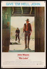 1s346 RIO LOBO 40x60 '71 Howard Hawks, Give 'em Hell, John Wayne, great cowboy image!
