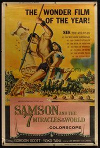 1s348 SAMSON & THE 7 MIRACLES OF THE WORLD 40x60 '62 Maciste Alla Corte Del Gran Khan, sexy art!