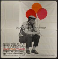 1s095 ONE, TWO, THREE 6sh '62 c/u of director Billy Wilder sitting with balloons, Saul Bass art!