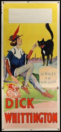 1s212 DICK WHITTINGTON stage play English 3sh '30s stone litho of sexy female lead & smiling cat!