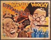 1s180 DIPLOMANIACS 1/2sh '33 wonderful cartoon art of Wheeler & Woolsey + sexy showgirls!
