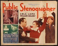 1s188 PUBLIC STENOGRAPHER 1/2sh '34 Lola Lane is caught between William Collier Jr & Jason Robards!