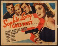 1s190 SOPHIE LANG GOES WEST 1/2sh '37 great image of reformed jewel thief Gertrude Michael w/ gun!