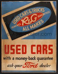 1s057 FORD USED CARS 21x37 advertising poster '30s trucks too, with a money back guarantee!
