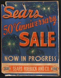 1s059 SEARS 50TH ANNIVERSARY SALE 21x27 advertising poster '36 the legendary American store!