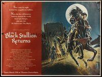 1s288 BLACK STALLION RETURNS subway poster '83 really cool art of boy riding horse!
