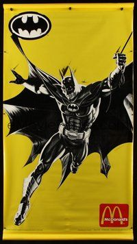 1s281 BATMAN RETURNS lot of 4 McDonald vinyl banners 1992 artwork of Batman, Catwoman & Pengiun!