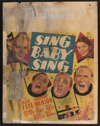 1s203 SING BABY SING jumbo WC '36 Alice Faye, Adolphe Menjou, The Ritz Brothers