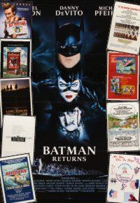 1t005 LOT OF 62 FOLDED ONE-SHEETS '57 - '94 Batman Returns, Manhattan, Ace Ventura + more!