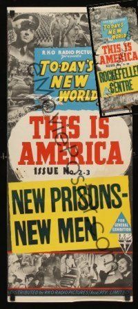 1t010 LOT OF 2 AUSTRALIAN NEWS REEL DAYBILLS '41 Rockefeller Centre, New Prisons - New Men!