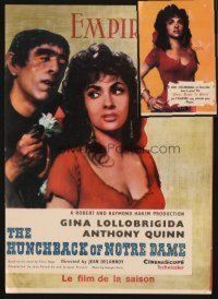 1t023 LOT OF 3 FRENCH HUNCHBACK OF NOTRE DAME HERALDS '56 sexy Gina Lollobrigida & Anthony Quinn!