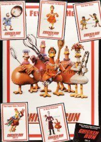 1t057 LOT OF 4 ROLLED VINYL CHICKEN RUN BANNERS '00 three have a different image on each side!