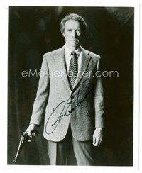 1t262 CLINT EASTWOOD signed 8x10 REPRO still '90s cool full-length portrait in suit holding gun!