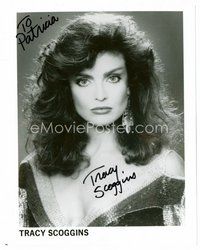 1t309 TRACY SCOGGINS signed 8x10 REPRO still '90s head & shoulders portrait wearing cool outfit!