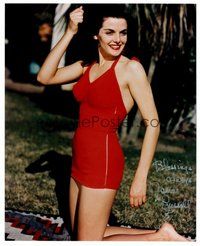 1t275 JANE RUSSELL signed color 8x10 REPRO still '00s wonderful close up in sexy swimsuit!