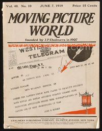1t162 MOVING PICTURE WORLD exhibitor magazine June 7, 1919 United Artists is formed, Harodl Lloyd