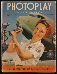 1t180 PHOTOPLAY magazine September 1943 c/u of working woman Olivia De Havilland by Paul Hesse!