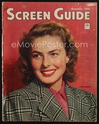 1t193 SCREEN GUIDE magazine November 1944 smiling portrait of pretty Ingrid Bergman!