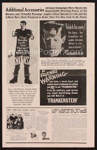1t070 FRANKENSTEIN INCOMPLETE pressbook '31 many different images of Boris Karloff as the monster!