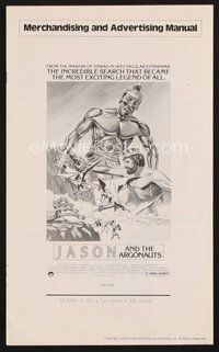 1t116 JASON & THE ARGONAUTS pressbook R78 great special fx by Ray Harryhausen, cool art of colossus!