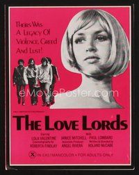 1t124 LOVE LORDS pressbook '60s sexy Lola Valentine in a legacy of violence, greed, and lust!