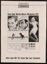 1t132 MISFITS pressbook '61 Gable, sexy Marilyn Monroe, Clift, Huston, contains Hirschfeld art!