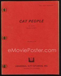 1t218 CAT PEOPLE revised first draft script January 15, 1981, screenplay by Alan Ormsby!