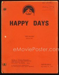 1t228 HAPPY DAYS TV shooting script September 29, 1977, screenplay by Kempley, Nose for News!