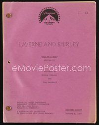 1t240 LAVERNE & SHIRLEY TV shooting script Jan 7 1977 screenplay by Leschin & Roth, Call Me a Taxi!