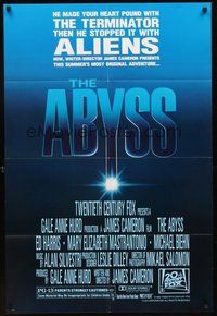 1w014 ABYSS 1sh '89 directed by James Cameron, Ed Harris, Mary Elizabeth Mastrantonio