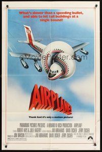 1w021 AIRPLANE 1sh '80 classic zany parody by Jim Abrahams and David & Jerry Zucker!