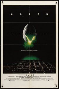 1w026 ALIEN 1sh '79 Ridley Scott outer space sci-fi monster classic, cool hatching egg image!