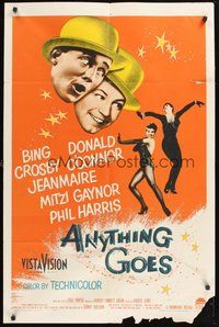 1w047 ANYTHING GOES 1sh '56 Bing Crosby, Donald O'Connor, Jeanmaire, music by Cole Porter!