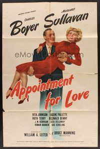 1w050 APPOINTMENT FOR LOVE 1sh '41 Charles Boyer & pretty Margaret Sullavan!