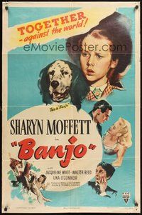 1w069 BANJO style A 1sh '47 adorable Sharyn Moffett & her beloved dog against the world!