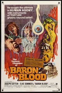 1w072 BARON BLOOD 1sh '72 Mario Bava, the ultimate in human agony, torture beyond belief!