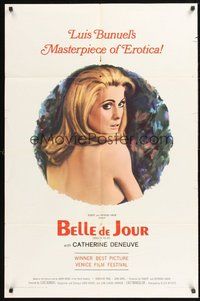 1w082 BELLE DE JOUR 1sh '68 Luis Bunuel, close up of sexy Catherine Deneuve!
