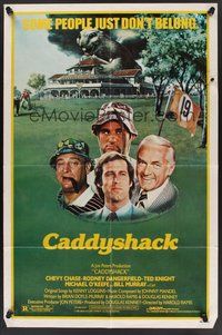 1w154 CADDYSHACK 1sh '80 Chevy Chase, Bill Murray, Rodney Dangerfield, golf classic!