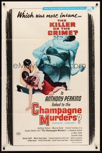 1w175 CHAMPAGNE MURDERS 1sh '67 Claude Chabrol's Le Scandale, Anthony Perkins is a psycho puppet!
